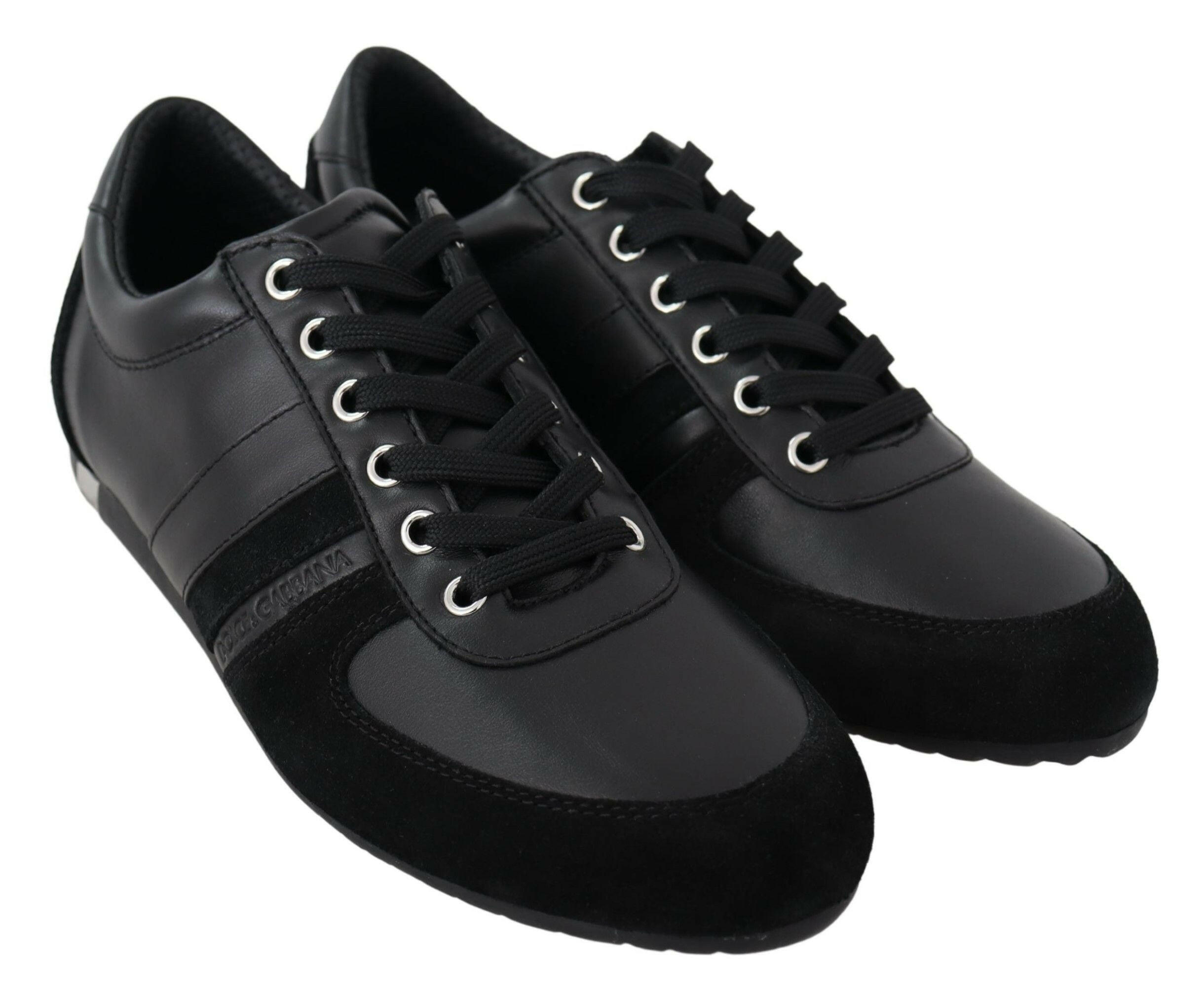 Dolce & Gabbana Black Logo Leather Casual Sneakers Shoes -   -  Dolce & Gabbana.