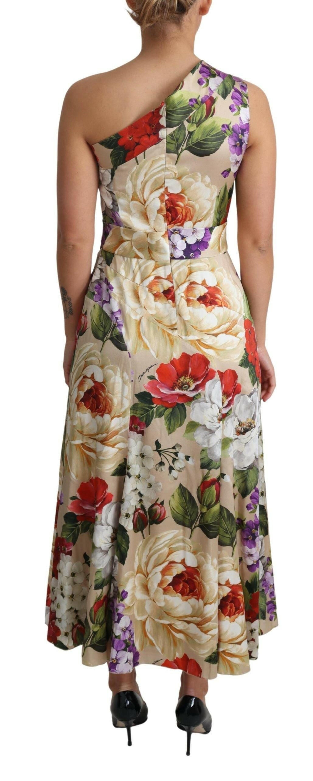 Dolce & Gabbana Print Silk Stretch One Shoulder Dress Floral -   -  Dolce & Gabbana.