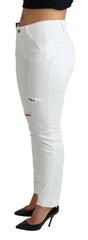 Dolce & Gabbana White Tattered Skinny Denim Cotton Stretch Jeans -   -  Dolce & Gabbana.