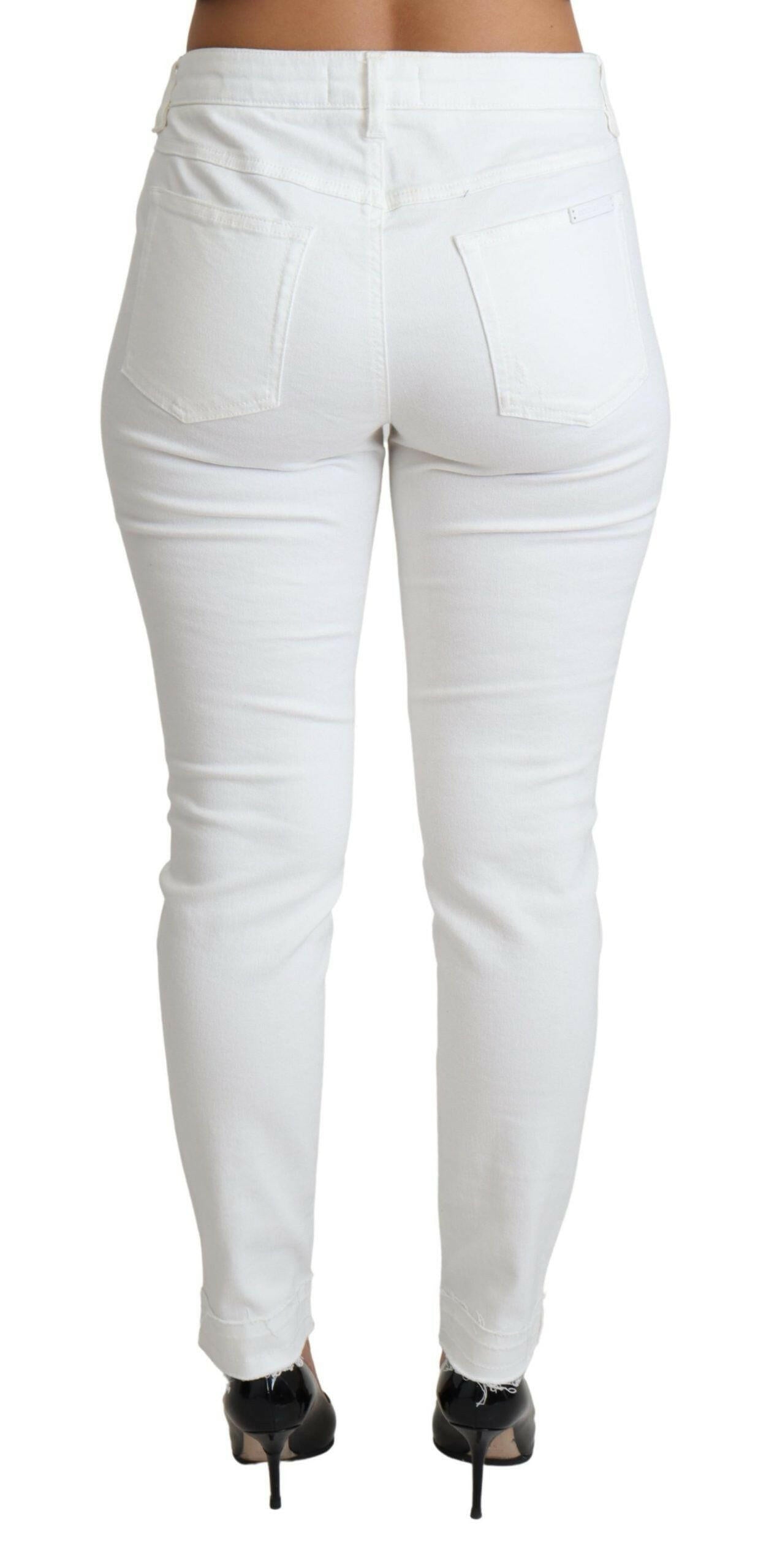 Dolce & Gabbana White Tattered Skinny Denim Cotton Stretch Jeans -   -  Dolce & Gabbana.