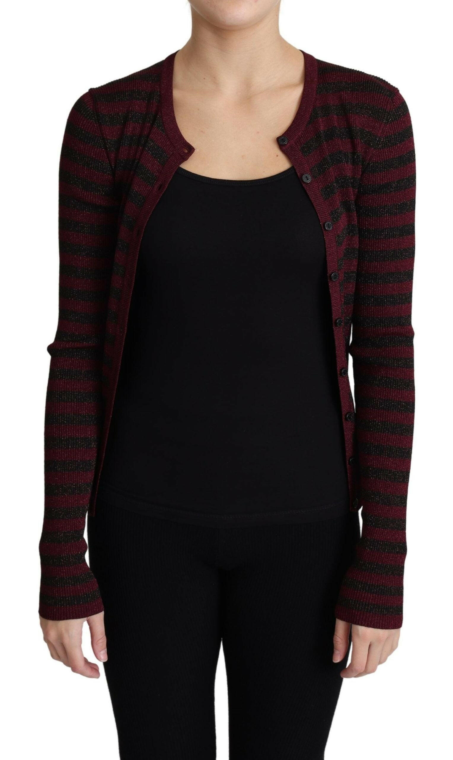 Dolce & Gabbana Black Red Striped Viscose Cardigan Sweater -   -  Dolce & Gabbana.