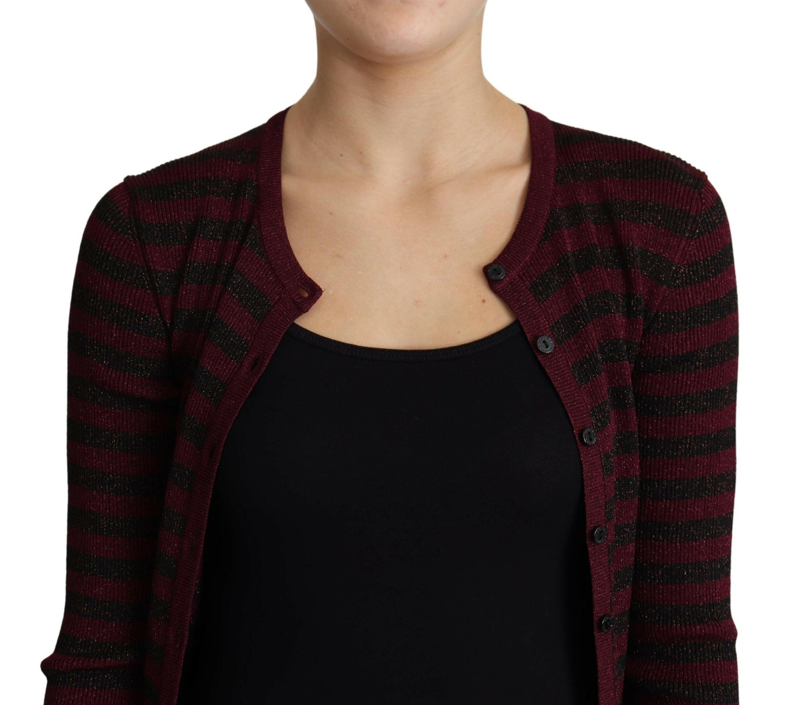 Dolce & Gabbana Black Red Striped Viscose Cardigan Sweater -   -  Dolce & Gabbana.