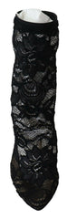 Dolce & Gabbana Black Lace Taormina High Heel Boots Shoes -   -  Dolce & Gabbana.