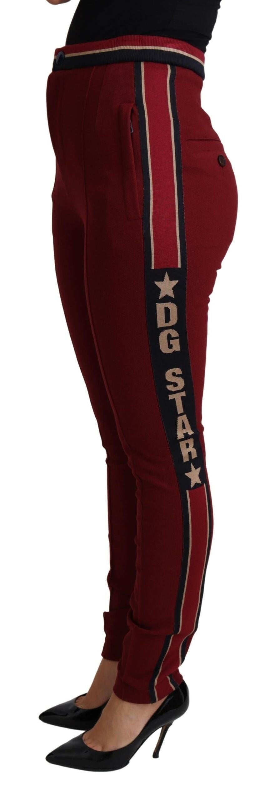 Dolce & Gabbana Red DG Star Striped Skinny Cotton Pant -   -  Dolce & Gabbana.