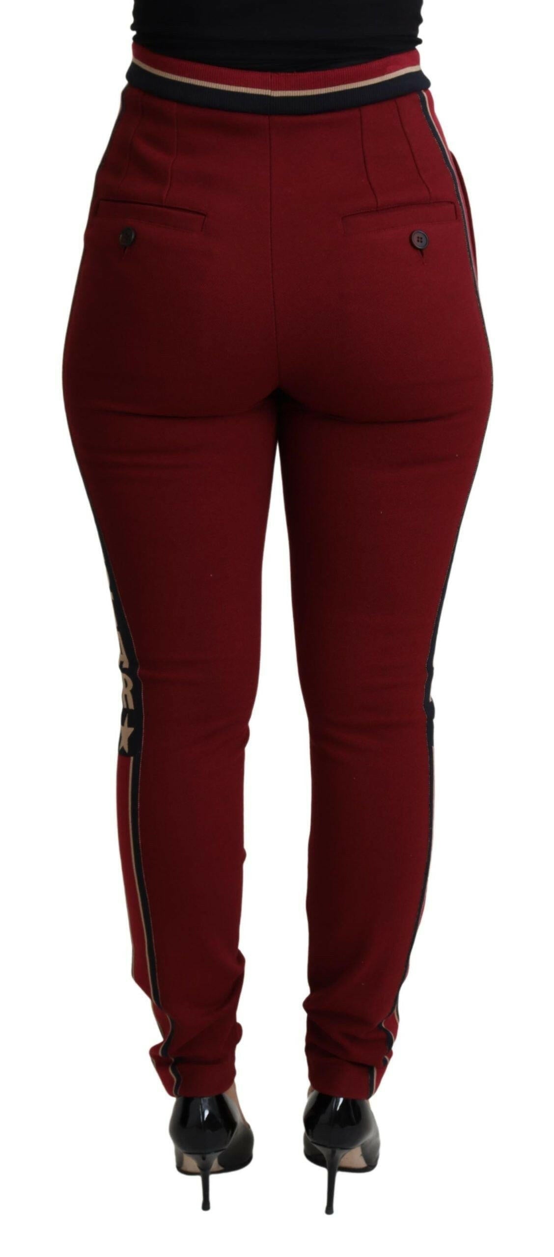 Dolce & Gabbana Red DG Star Striped Skinny Cotton Pant -   -  Dolce & Gabbana.