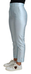 Dolce & Gabbana Light Blue Silk Cropped Tapered Trouser Pants -   -  Dolce & Gabbana.