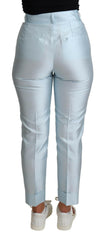 Dolce & Gabbana Light Blue Silk Cropped Tapered Trouser Pants -   -  Dolce & Gabbana.