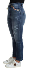 Dolce & Gabbana Blue Embellished Skinny Trouser Cotton Jeans -   -  Dolce & Gabbana.