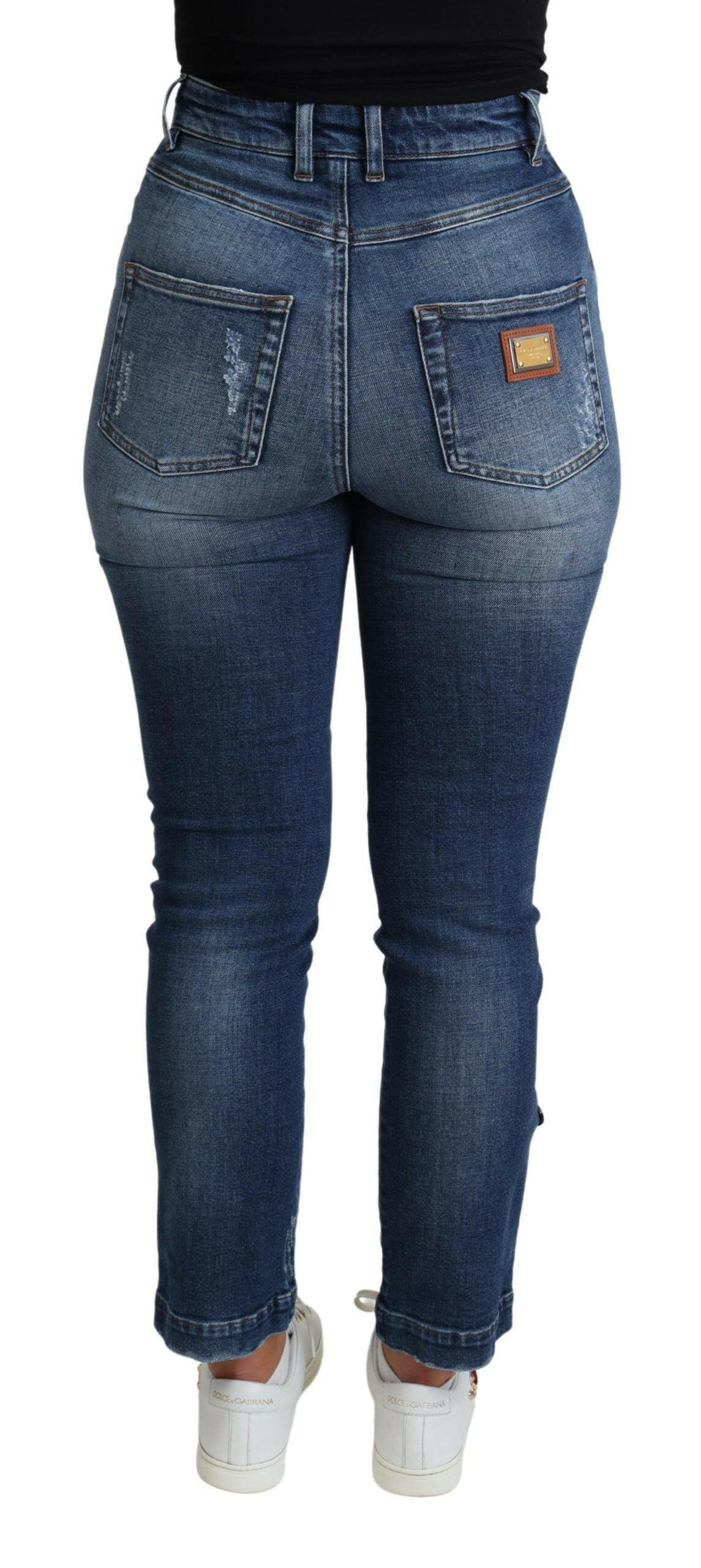 Dolce & Gabbana Blue Embellished Skinny Trouser Cotton Jeans -   -  Dolce & Gabbana.