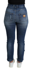 Dolce & Gabbana Blue Embellished Skinny Trouser Cotton Jeans -   -  Dolce & Gabbana.