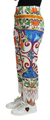 Dolce & Gabbana Multicolor Majolica Print Trouser  Cotton Pants -   -  Dolce & Gabbana.