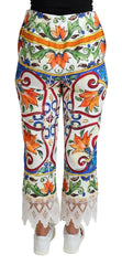 Dolce & Gabbana Multicolor Majolica Print Trouser  Cotton Pants -   -  Dolce & Gabbana.