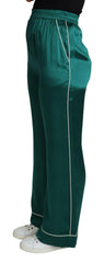 Dolce & Gabbana Green High Waist Pajama Trouser Silk Pant -   -  Dolce & Gabbana.