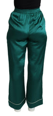 Dolce & Gabbana Green High Waist Pajama Trouser Silk Pant -   -  Dolce & Gabbana.