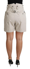 Dolce & Gabbana Beige Cotton Pleated High Waist Casual Shorts -   -  Dolce & Gabbana.