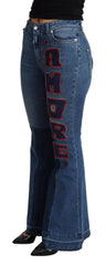 Dolce & Gabbana Blue Amore Patch Boot Cut Cotton Stretch Pant -   -  Dolce & Gabbana.