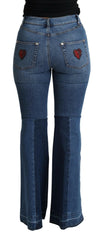 Dolce & Gabbana Blue Amore Patch Boot Cut Cotton Stretch Pant -   -  Dolce & Gabbana.