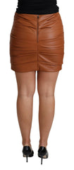 Dolce & Gabbana Brown Lambskin High Waist Mini Pleated Skirt -   -  Dolce & Gabbana.