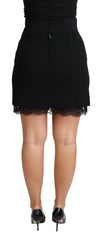 Dolce & Gabbana Black Chantilly Lace Insert Wool Mini Skirt -   -  Dolce & Gabbana.