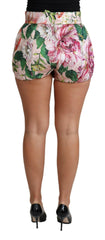 Dolce & Gabbana Pink Cotton Floral Print Hot Pants Short -   -  Dolce & Gabbana.