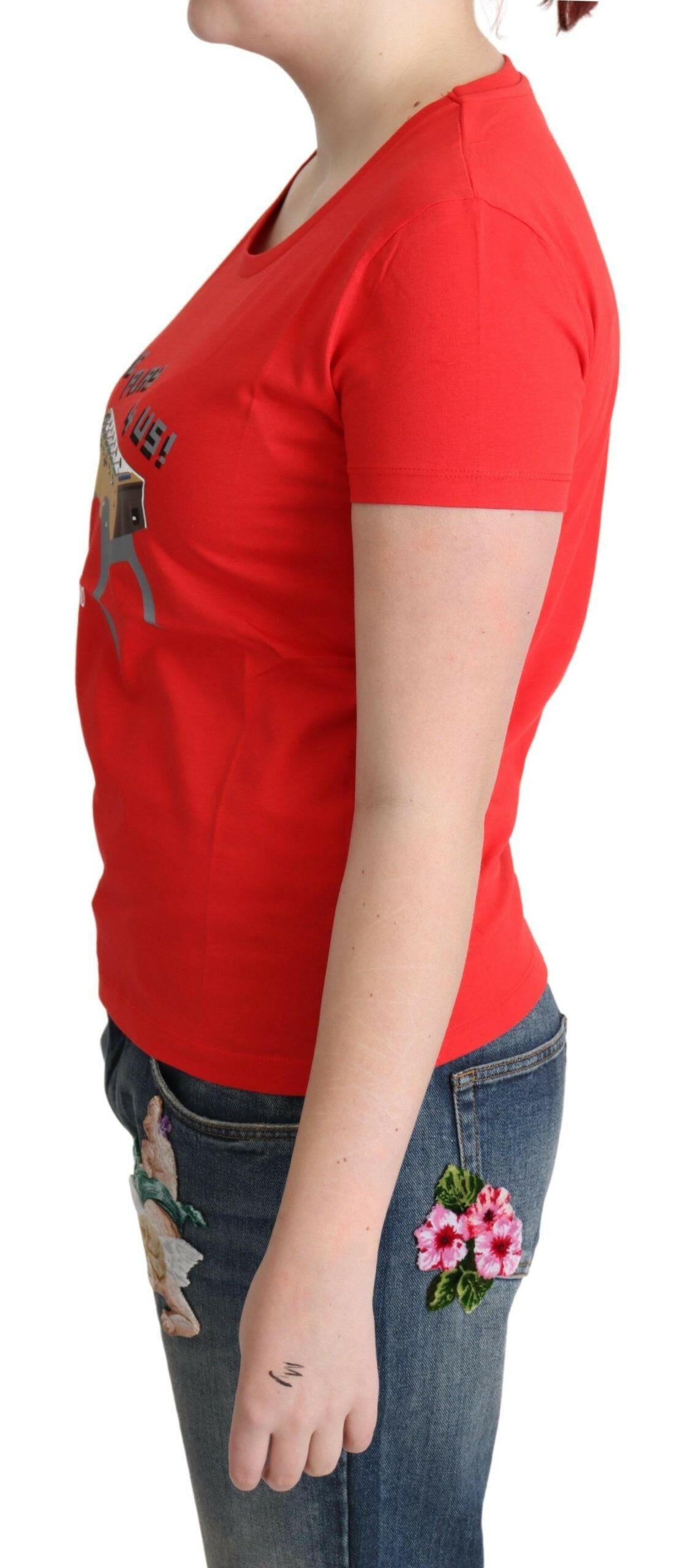 Moschino Red Cotton Come Play 4 Us Print Tops Blouse T-shirt -   -  Moschino.