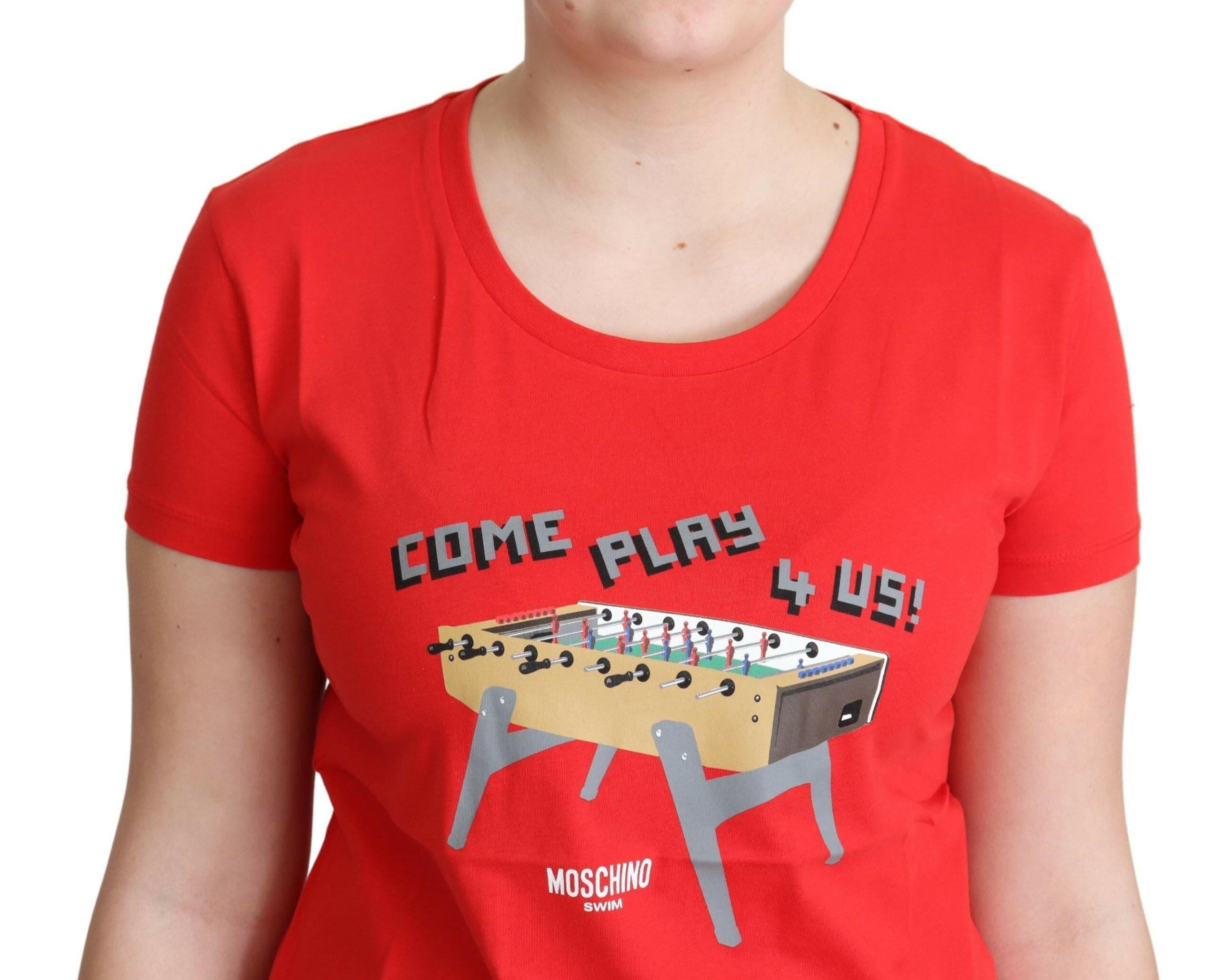 Moschino Red Cotton Come Play 4 Us Print Tops Blouse T-shirt -   -  Moschino.