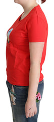 Moschino Red Printed Cotton Short Sleeves Tops Blouse T-shirt -   -  Moschino.