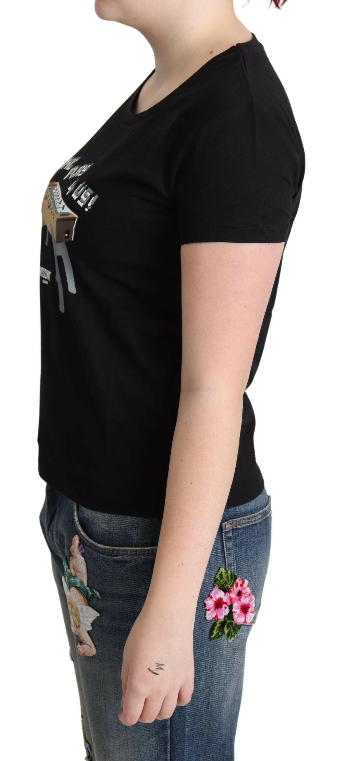 Moschino Black Cotton Come Play 4 Us Print Tops T-shirt -   -  Moschino.