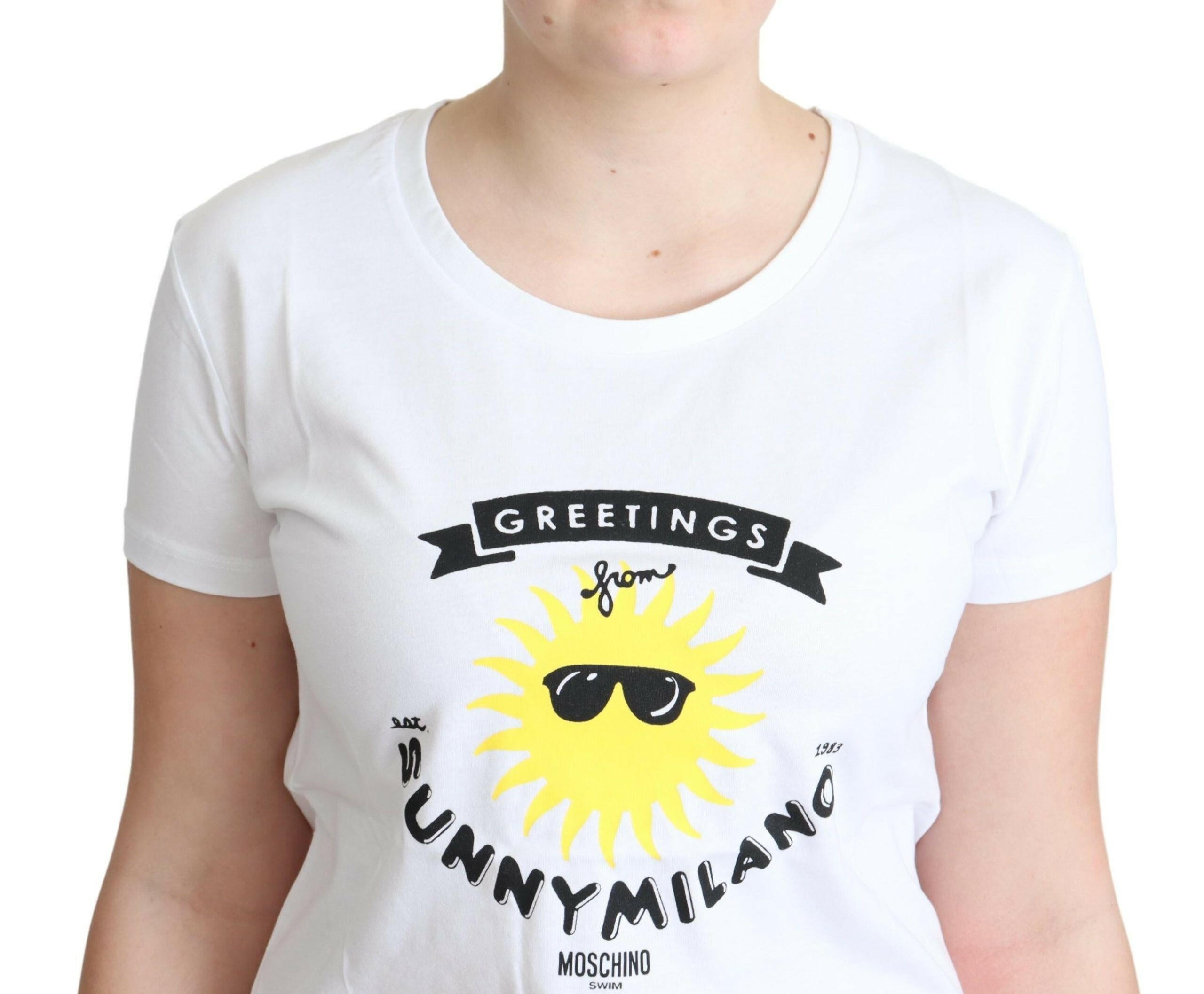 Moschino White Cotton Sunny Milano Print T-shirt -   -  Moschino.