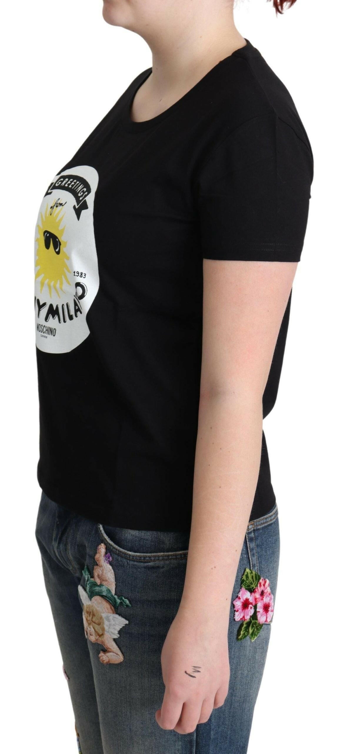 Moschino Black Cotton Sunny Milano Print T-shirt -   -  Moschino.