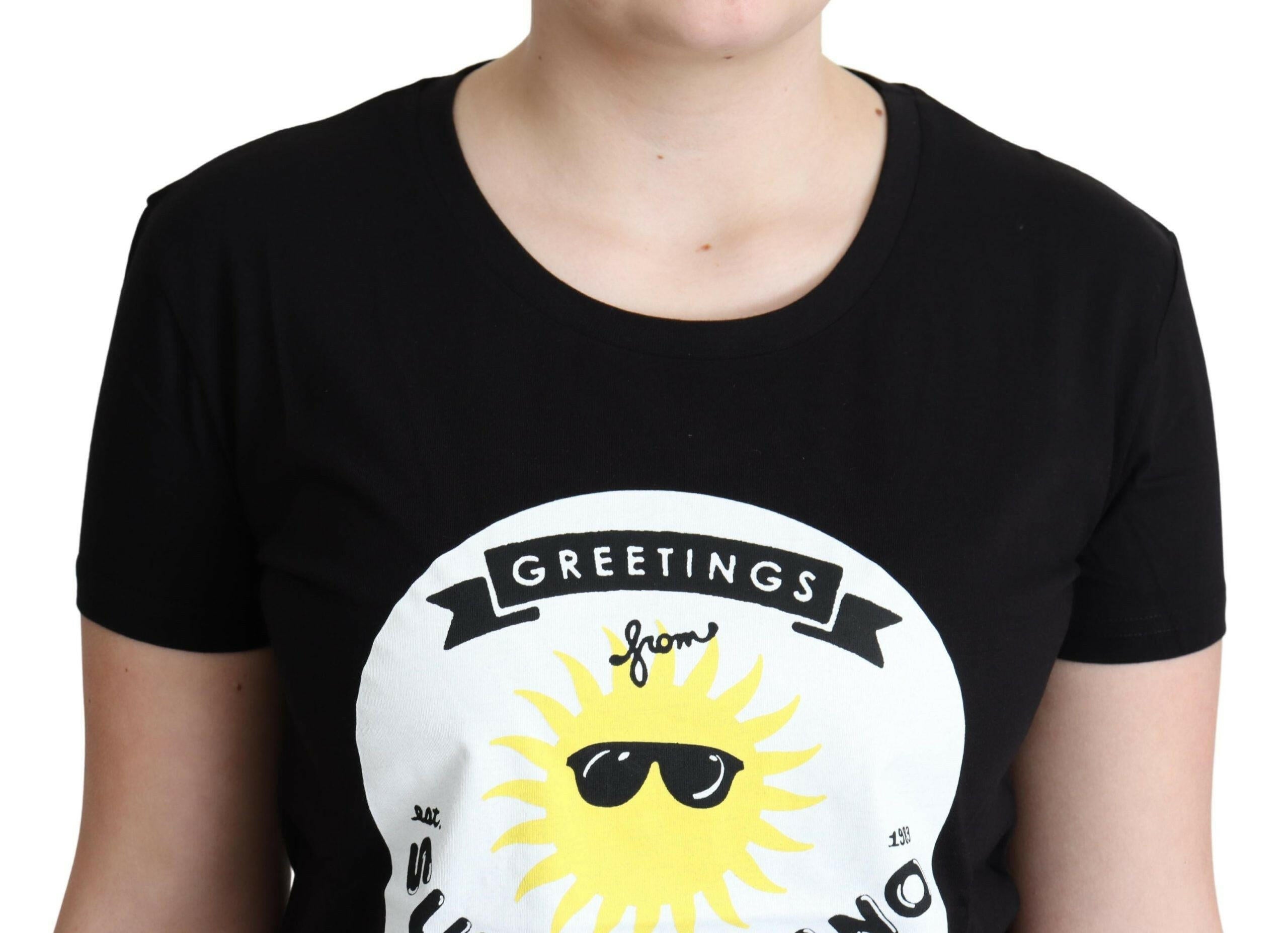 Moschino Black Cotton Sunny Milano Print T-shirt -   -  Moschino.