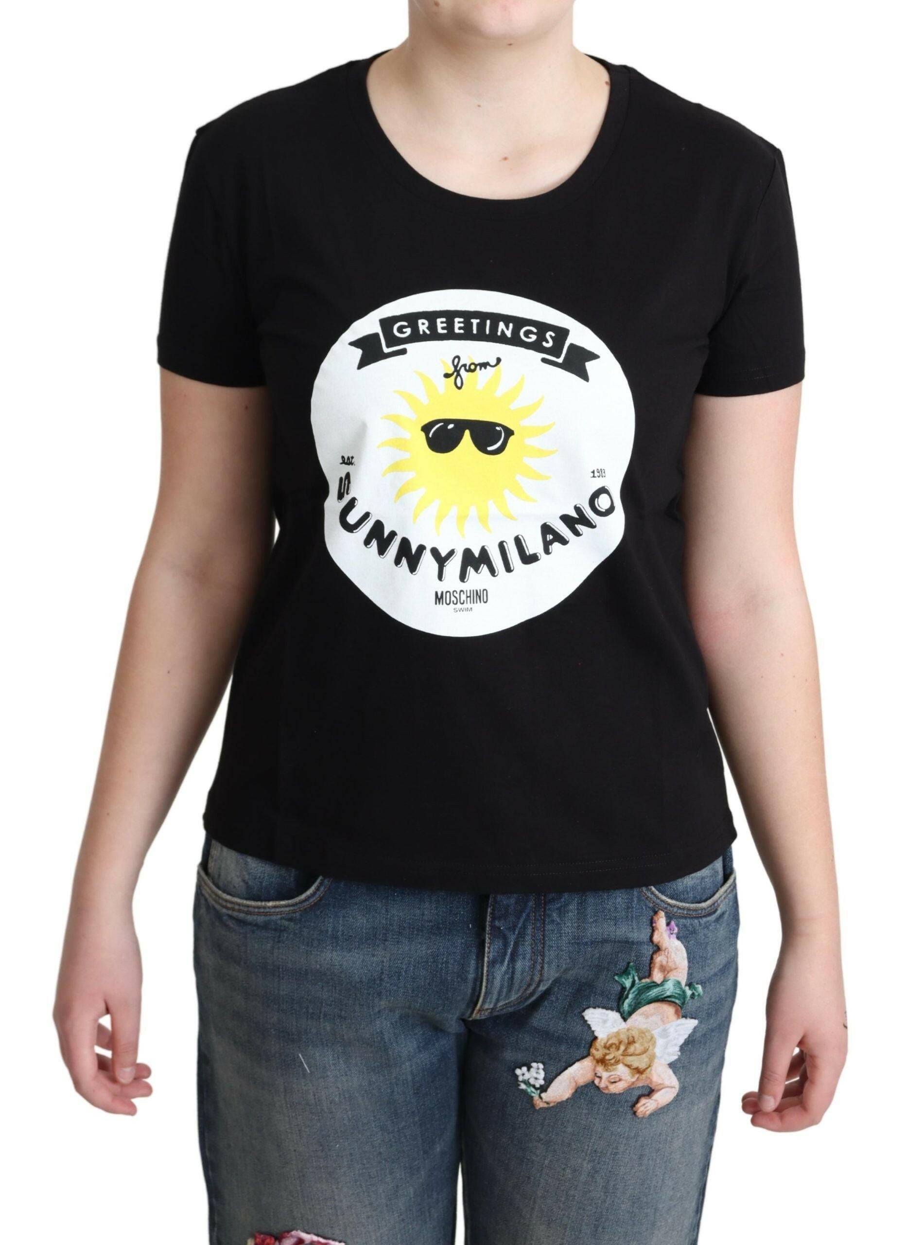 Moschino Black Cotton Sunny Milano Print T-shirt -   -  Moschino.
