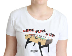 Moschino White Cotton Come Play 4 Us Print Tops T-shirt -   -  Moschino.