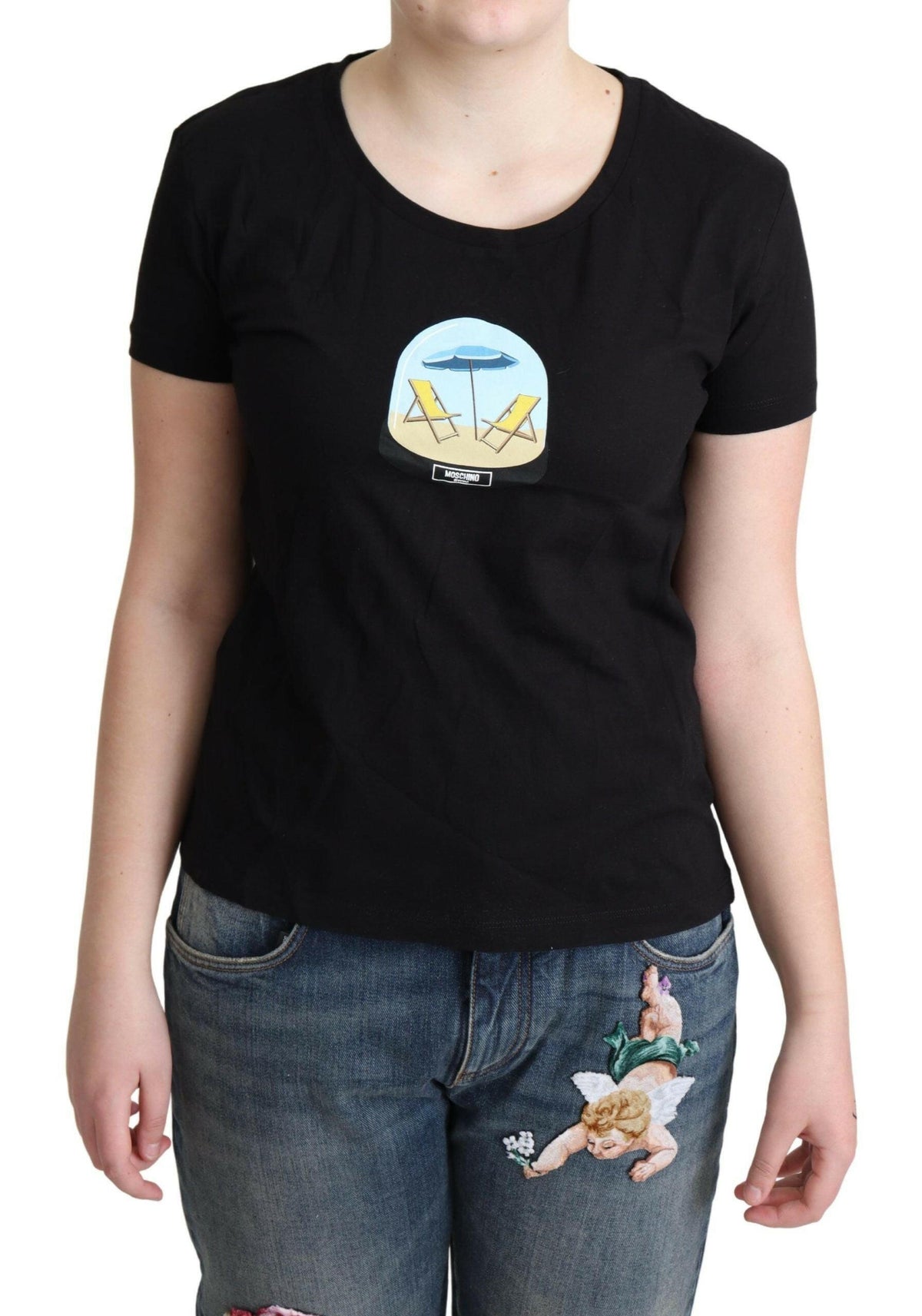Moschino Black Printed Cotton Short Sleeves T-shirt -   -  Moschino.
