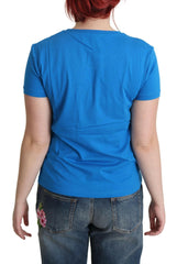Moschino Blue Printed Cotton Short Sleeves Tops T-shirt -   -  Moschino.