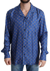 Dolce & Gabbana Blue Beach Chair Umbrella Print Silk Shirt -   -  Dolce & Gabbana.