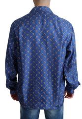 Dolce & Gabbana Blue Beach Chair Umbrella Print Silk Shirt -   -  Dolce & Gabbana.