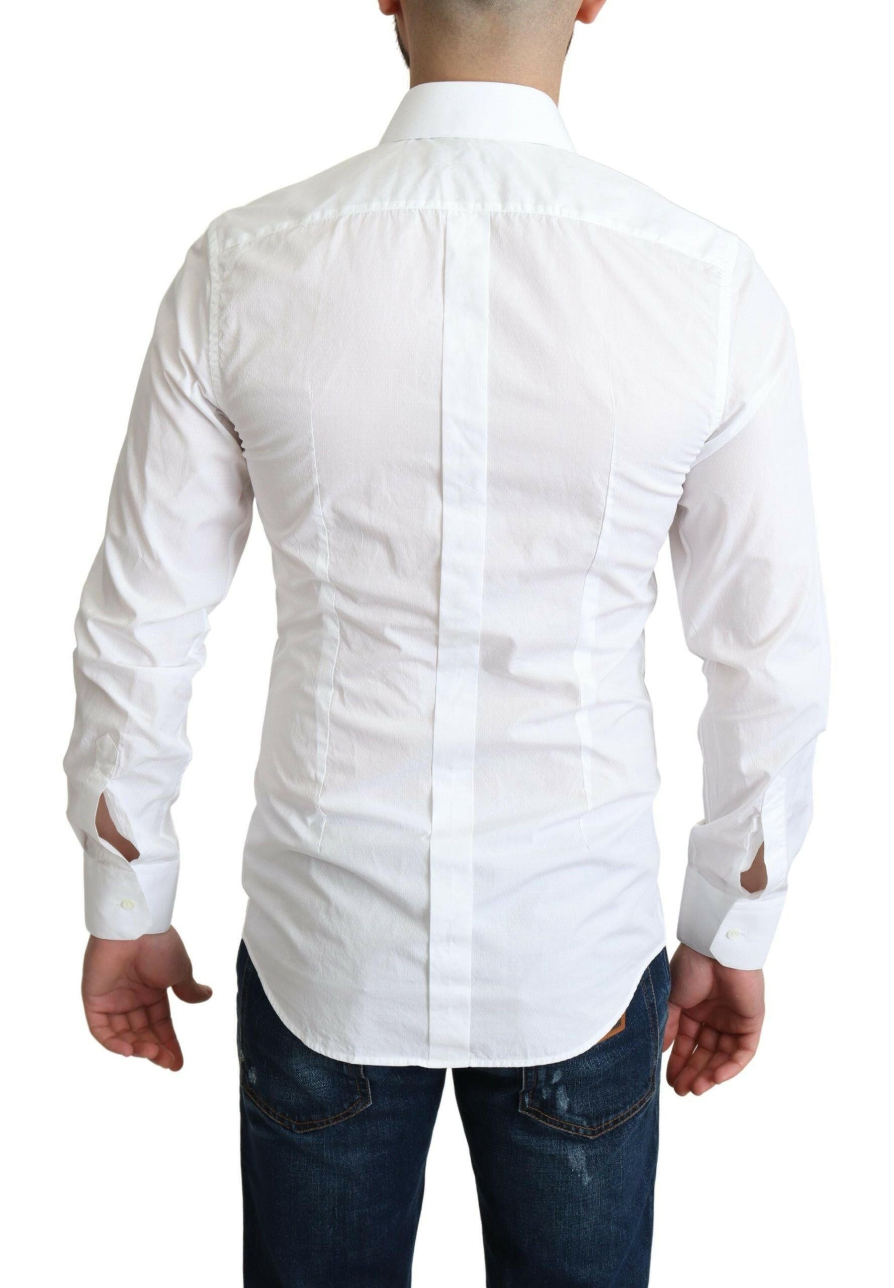 Dolce & Gabbana White Cotton Long Sleeves Men Formal Shirt -   -  Dolce & Gabbana.