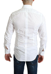 Dolce & Gabbana White Cotton Long Sleeves Men Formal Shirt -   -  Dolce & Gabbana.