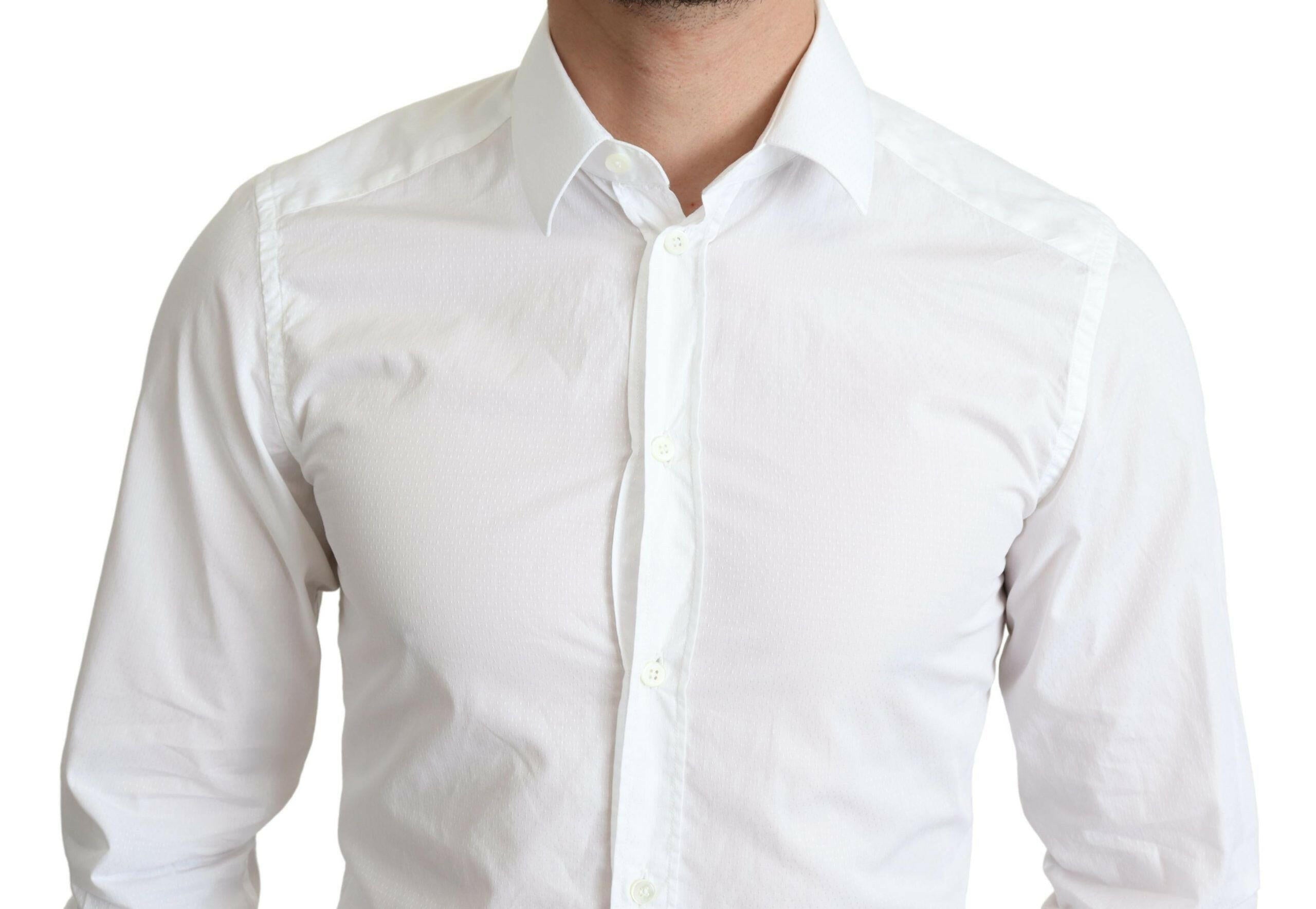 Dolce & Gabbana White Cotton Long Sleeves Men Formal Shirt -   -  Dolce & Gabbana.