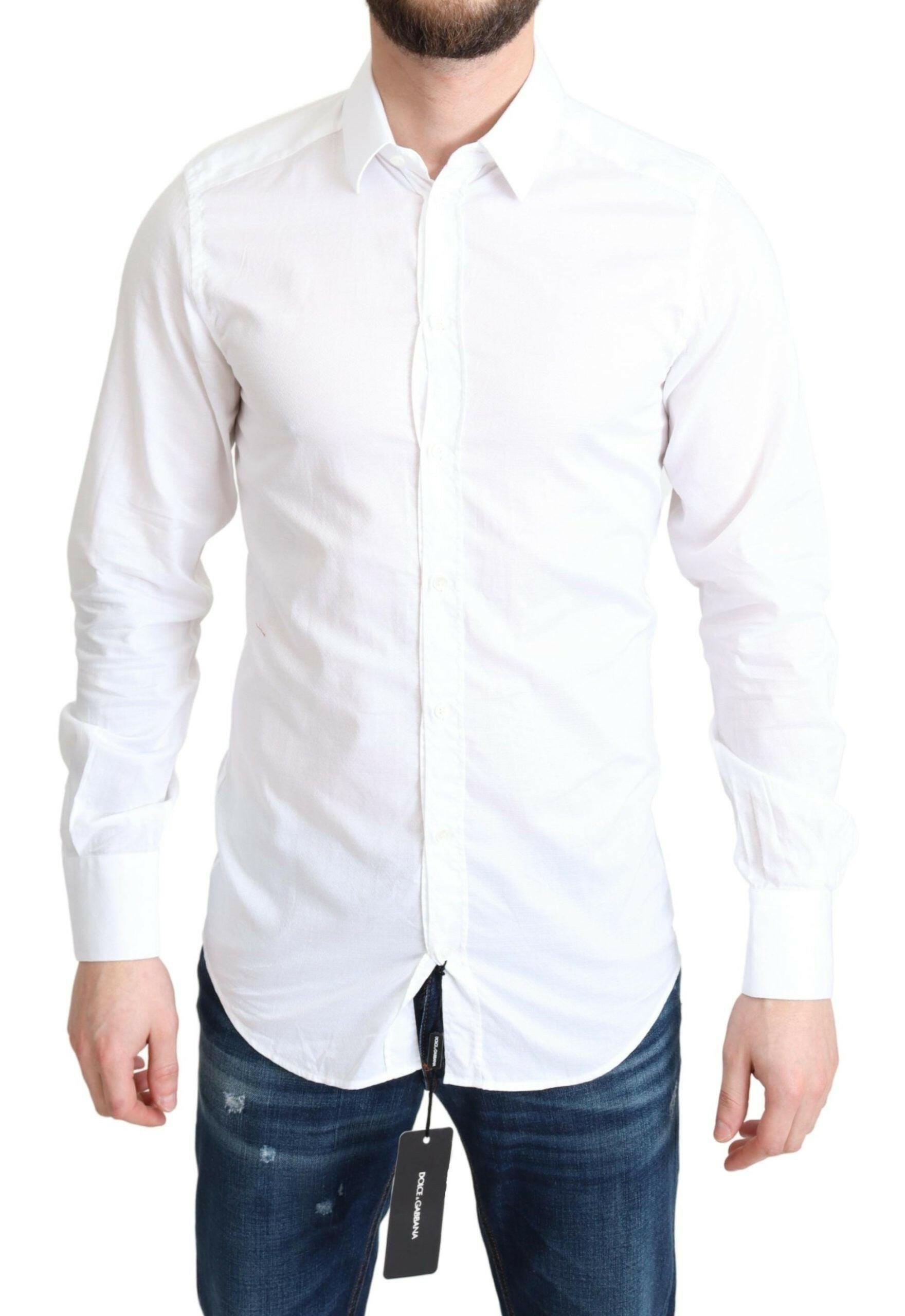 Dolce & Gabbana White Cotton Long Sleeves Formal Shirt -   -  Dolce & Gabbana.