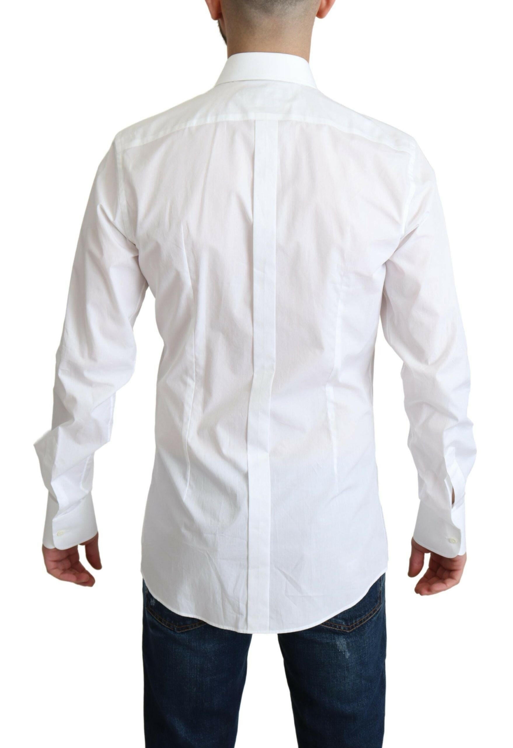 Dolce & Gabbana White Bib Cotton Poplin Men Formal Shirt -   -  Dolce & Gabbana.