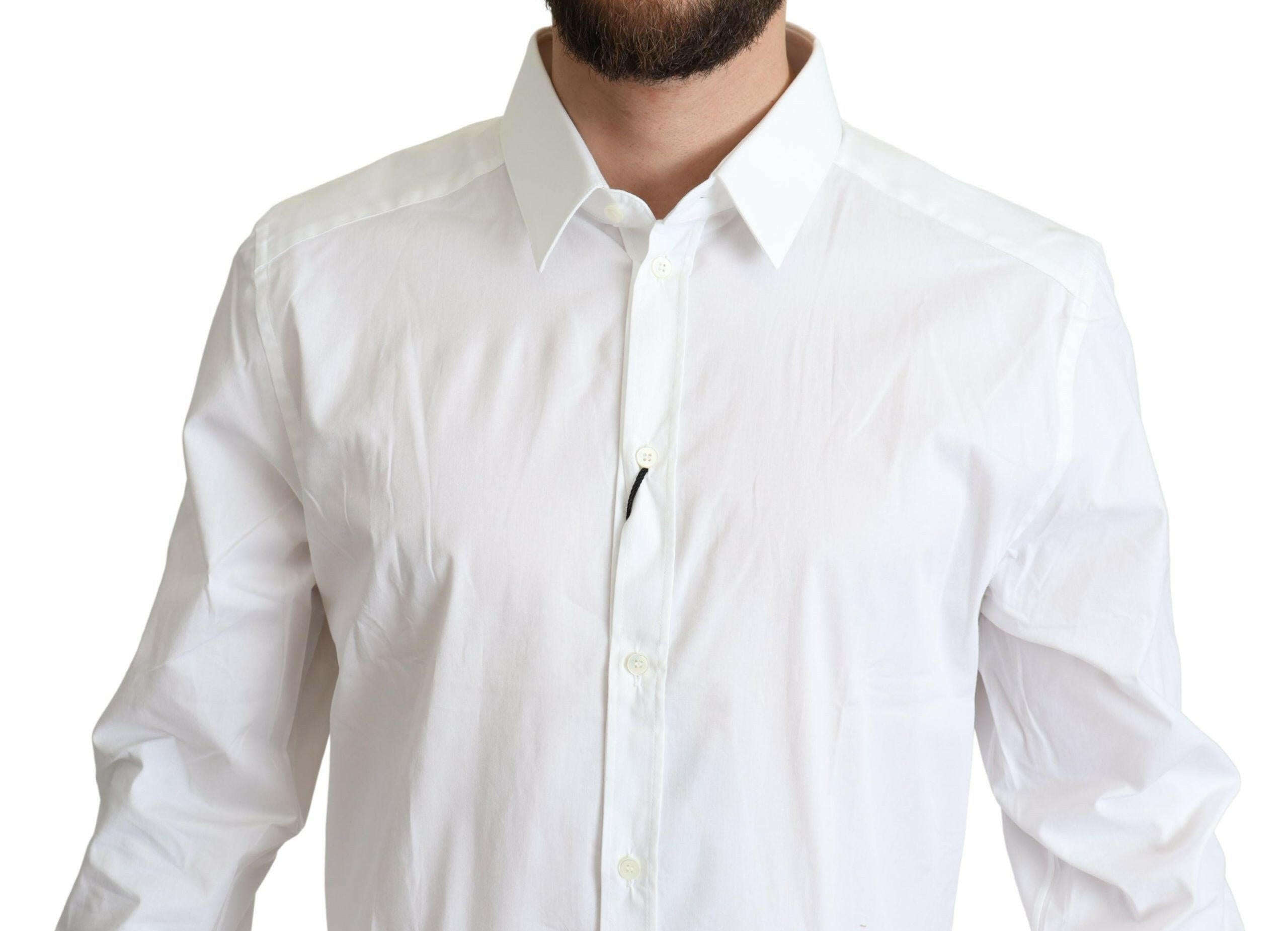 Dolce & Gabbana White Cotton Stretch Men Dress Formal Shirt -   -  Dolce & Gabbana.