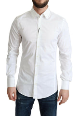 Dolce & Gabbana White Cotton Stretch Men Formal SICILIA Shirt -   -  Dolce & Gabbana.