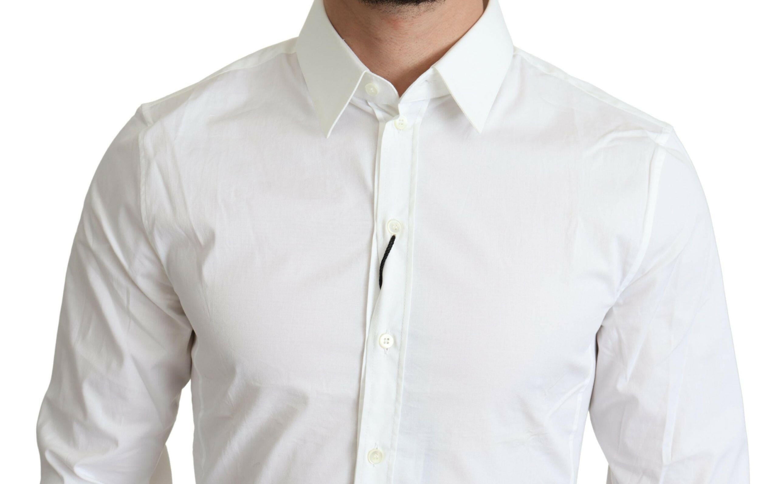 Dolce & Gabbana White Cotton Stretch Men Formal SICILIA Shirt -   -  Dolce & Gabbana.
