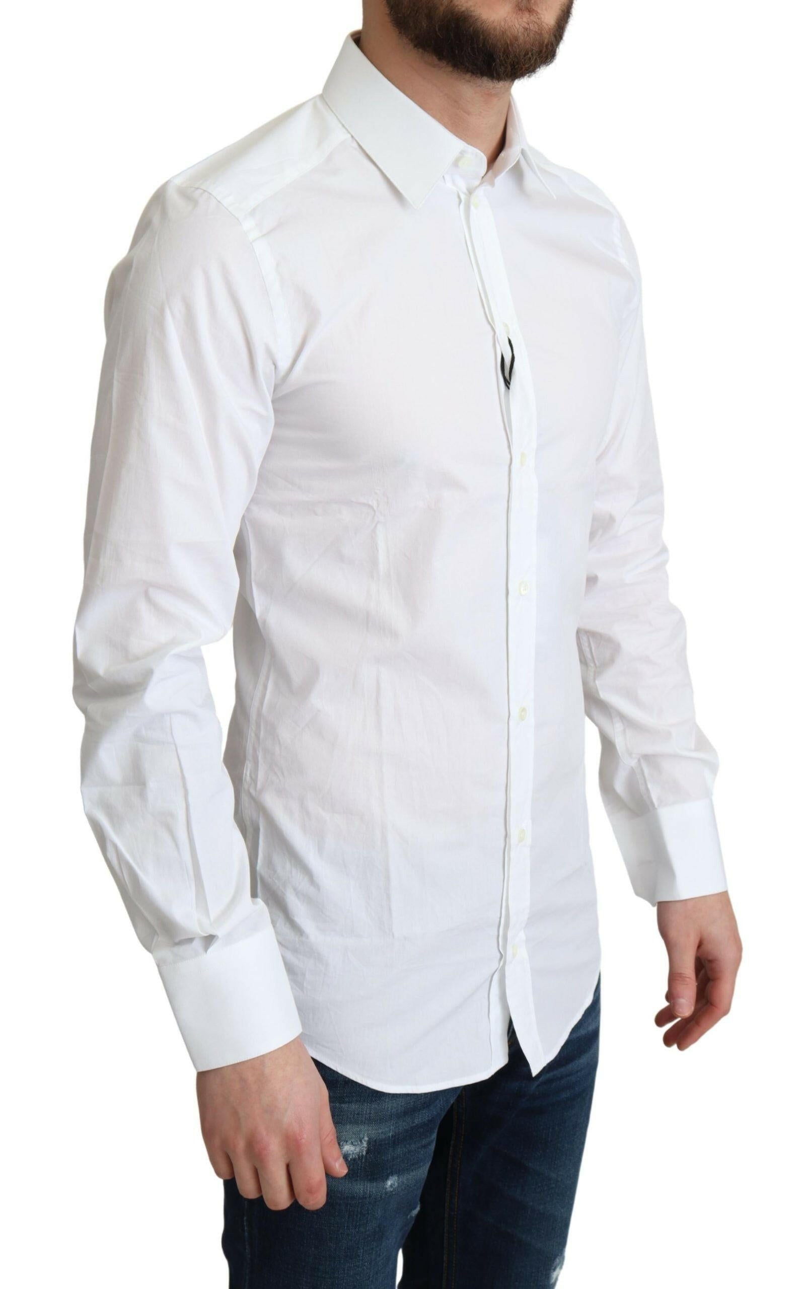 Dolce & Gabbana White Pure Cotton Men Dress Formal Shirt -   -  Dolce & Gabbana.