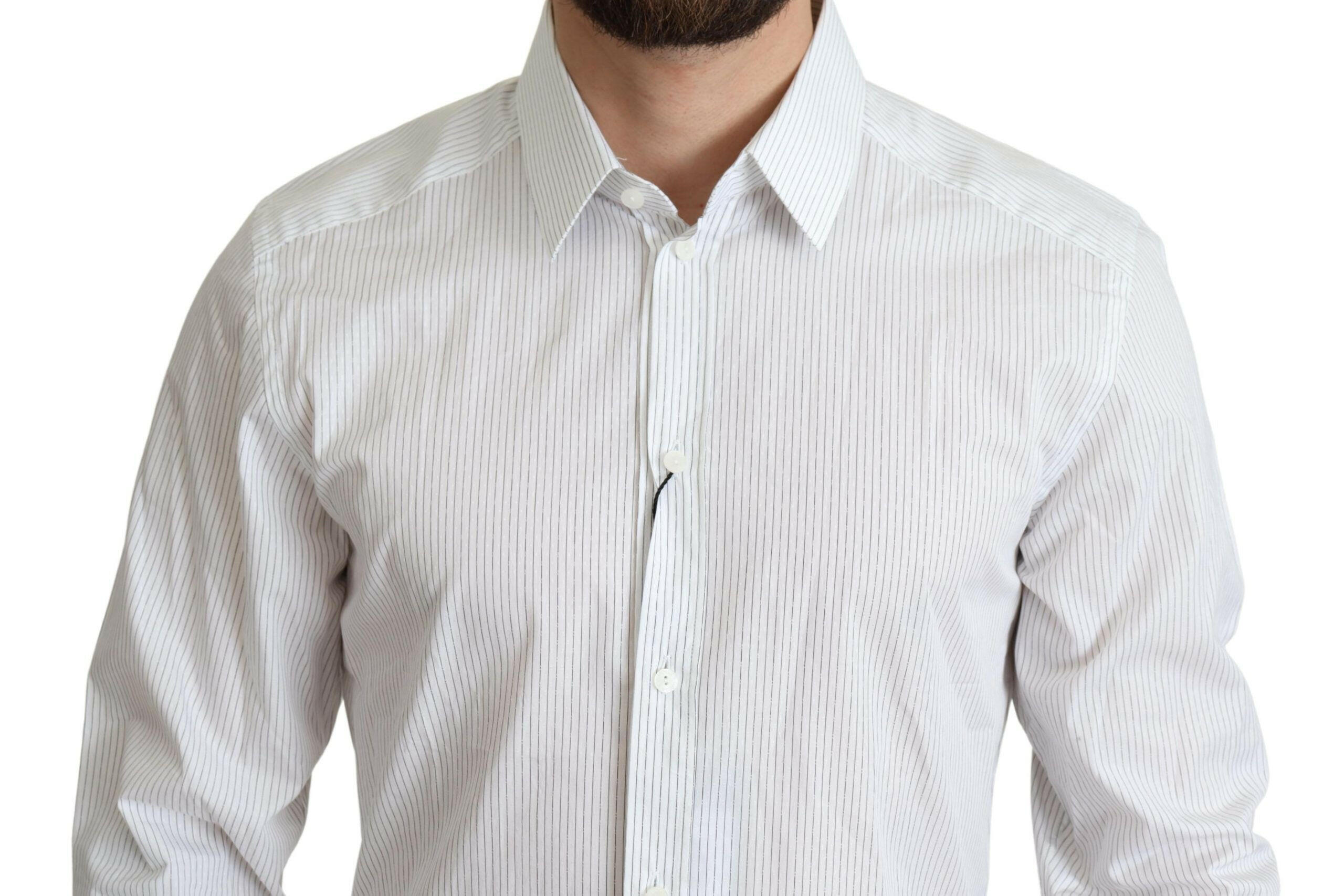 Dolce & Gabbana White Stripes Cotton Formal Dress Shirt -   -  Dolce & Gabbana.