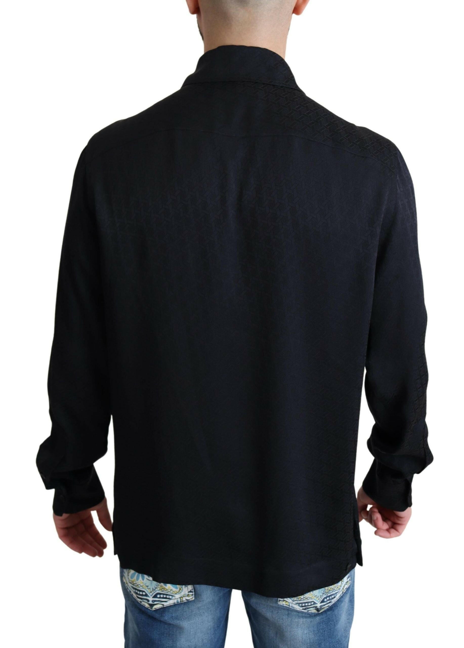 Dolce & Gabbana Black Jacquard Silk Casual Button Down Shirt -   -  Dolce & Gabbana.