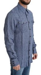 Dolce & Gabbana Blue Stripes Men Casual Button Down Shirt -   -  Dolce & Gabbana.