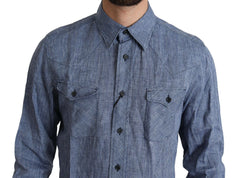 Dolce & Gabbana Blue Stripes Men Casual Button Down Shirt -   -  Dolce & Gabbana.
